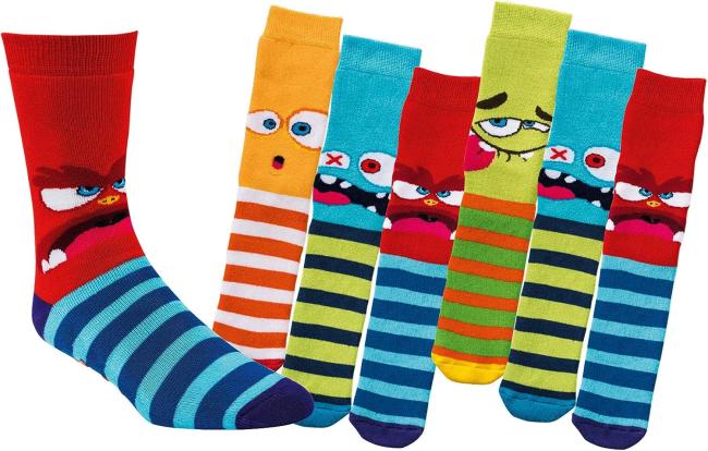6 Paar TippTexx 24 Kinder ABS Stoppersocken Lustige Monster